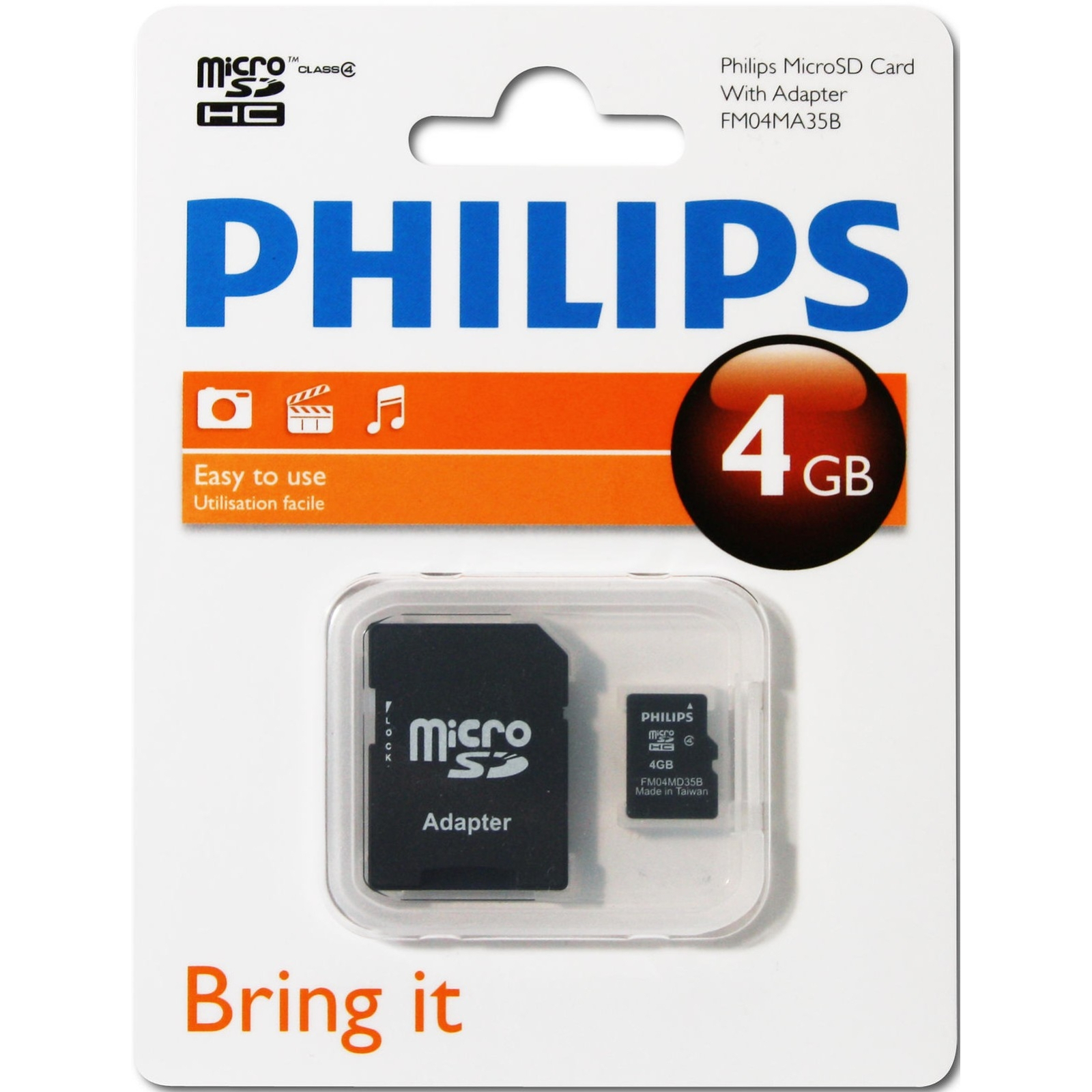 Карта пам'яті Philips 4GB microSDHC Class 4 (FM04MA35B/97)