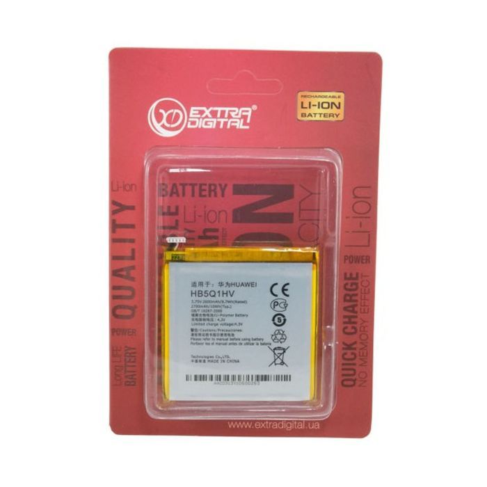 Аккумуляторная батарея Extradigital Huawei Ascend P1 XL U9200E (Original, 2600 mAh) (BMH6396) изображение 3