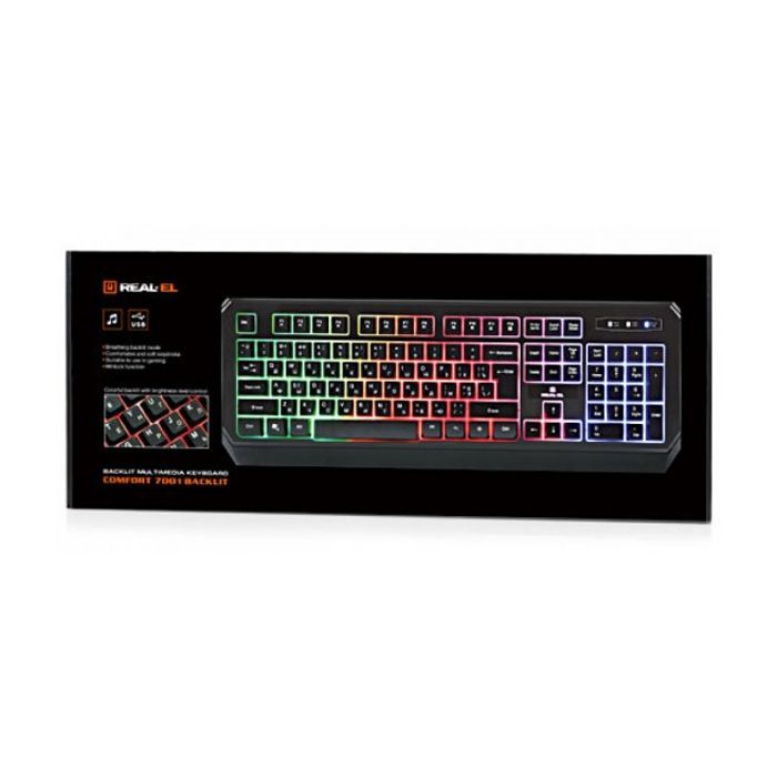 Клавиатура REAL-EL 7001 Comfort Backlit Black изображение 8