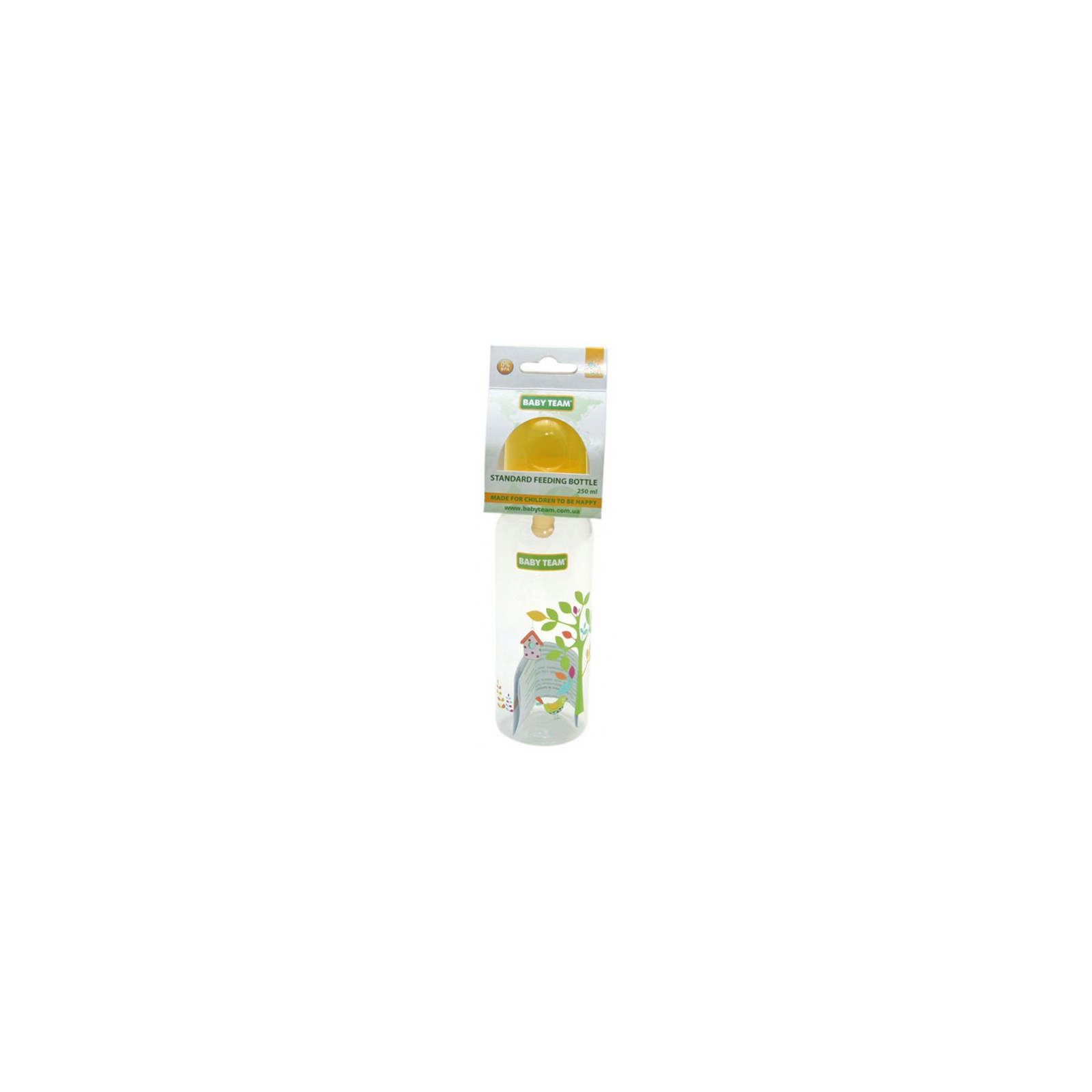 Бутылочка для кормления Baby Team с латексной соской, 250 мл 0+ желтый (1310_желтый)