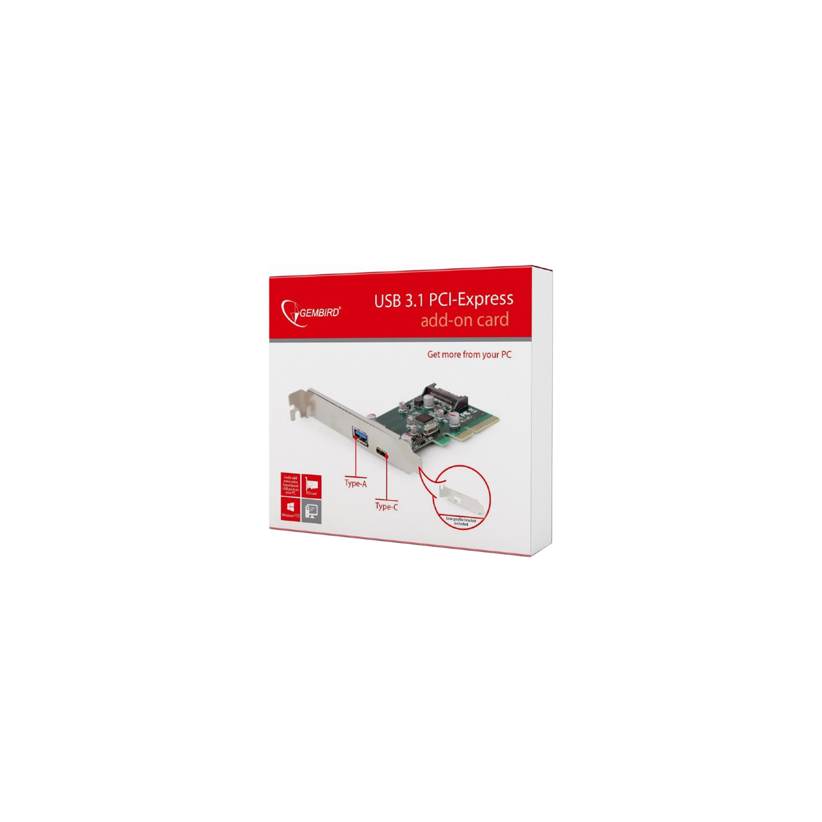 Контролер PCI-Express to 1 USB+Type-C 3.1 Gembird (PEX-U31-01) зображення 3