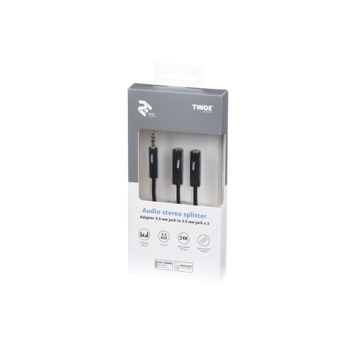 Кабель мультимедийный 3.5 мм jack(M) x 2(F), black, 0.15m 2E (2E-W9697) изображение 3