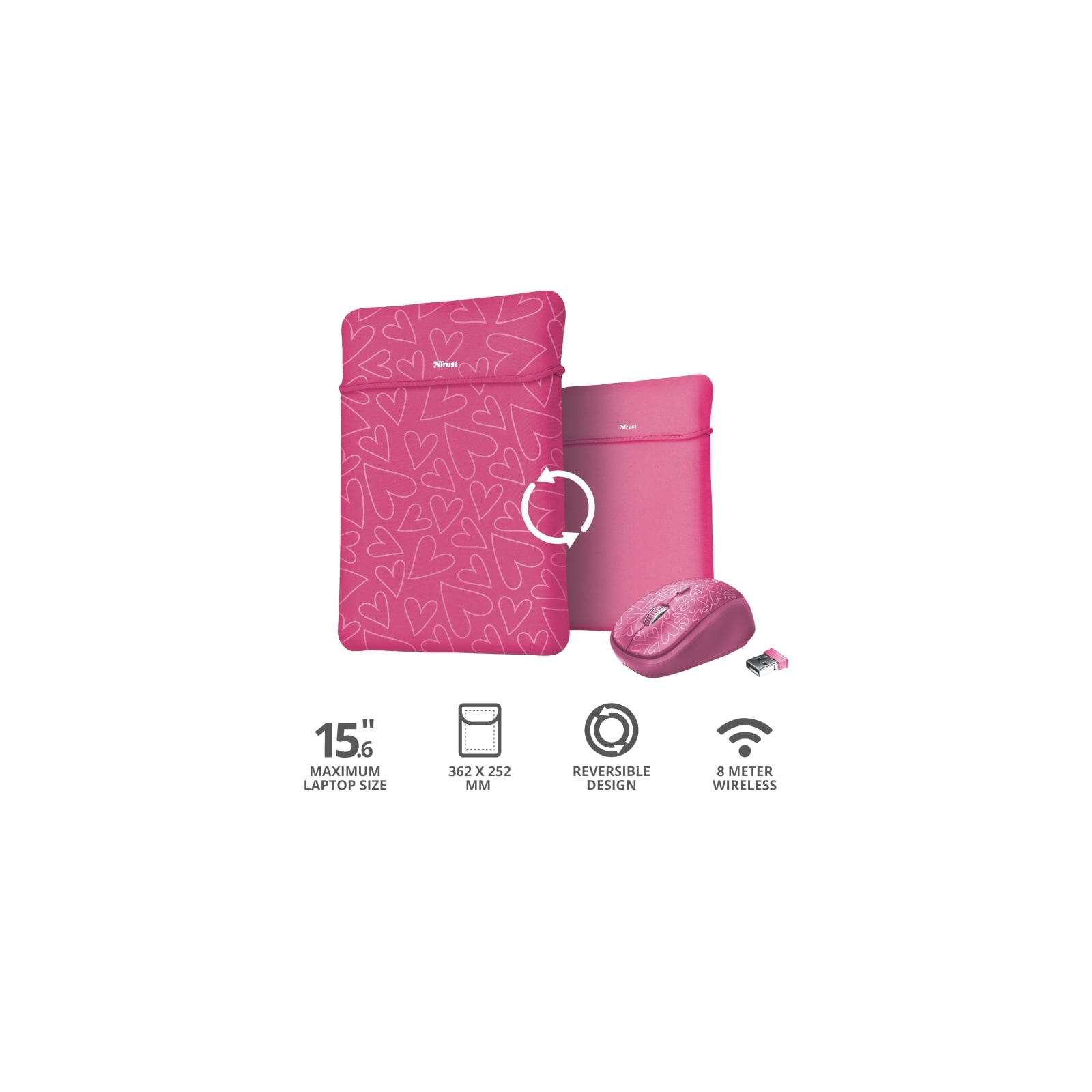 Чехол для ноутбука Trust 15.6" Yvo Mouse & Sleeve Pink+ mouse (23443) изображение 10
