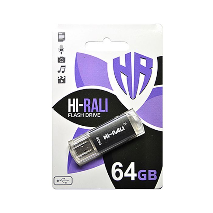 USB флеш накопитель Hi-Rali 64GB Rocket Series Black USB 2.0 (HI-64GBVCBK)