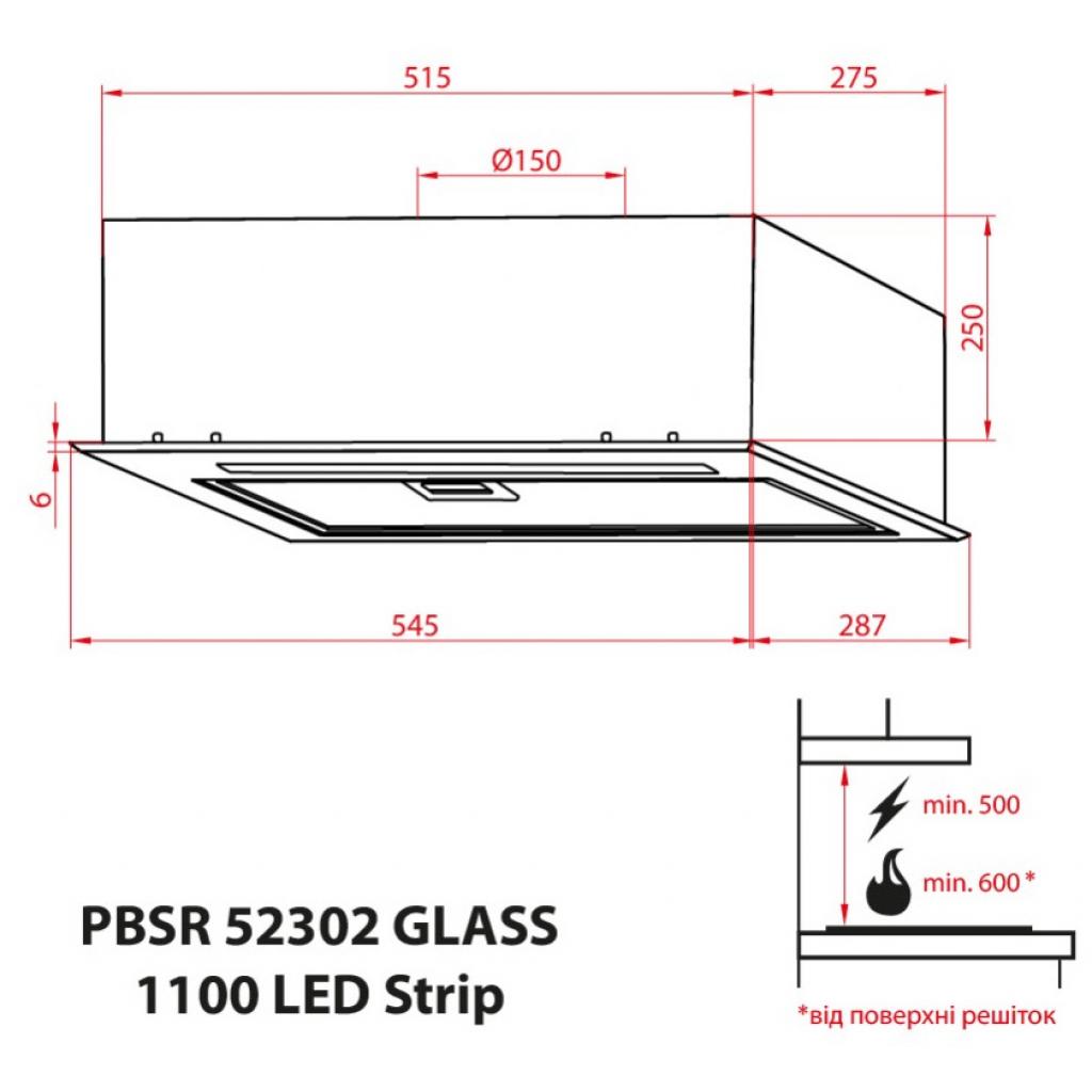 Вытяжка кухонная Weilor PBSR 52302 GLASS FBL 1100 LED Strip изображение 12