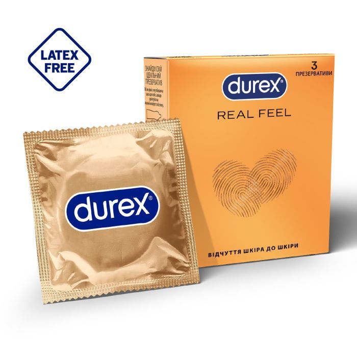 Презервативы Durex Real Feel из синтетического латекса (безлатексные) 3 шт. (5052197026689)