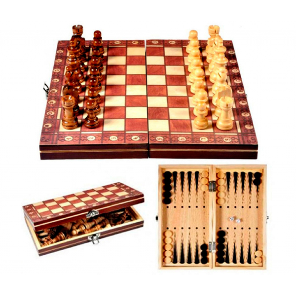 Настільна гра Voltronic Chess Checkers Backgammon 3 в 1 (шахи, шашки, нарди) (W7701) зображення 2