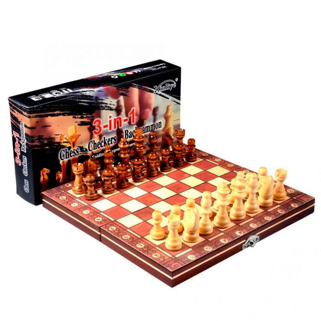 Настільна гра Voltronic Chess Checkers Backgammon 3 в 1 (шахи, шашки, нарди) (W7701)