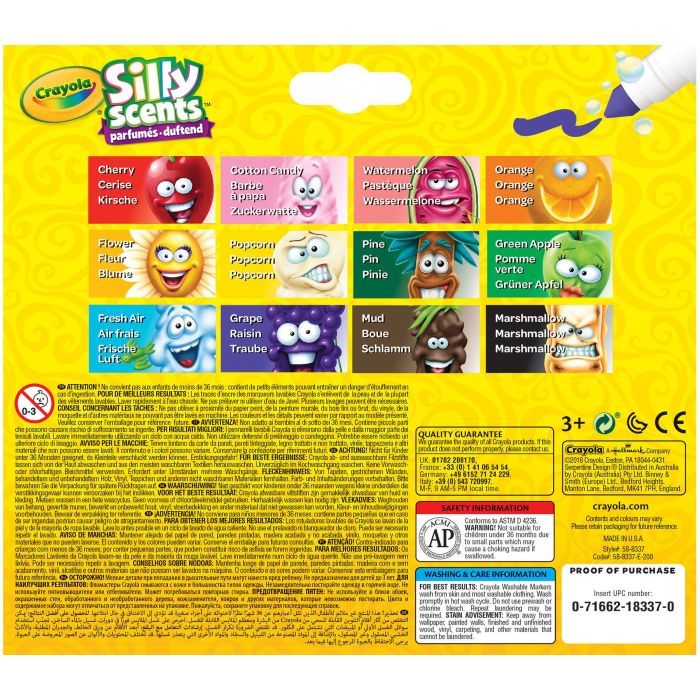 Фломастеры Crayola Набор Silly Scents Washable Широкая линия с ароматом 12 шт (256352.012) изображение 5