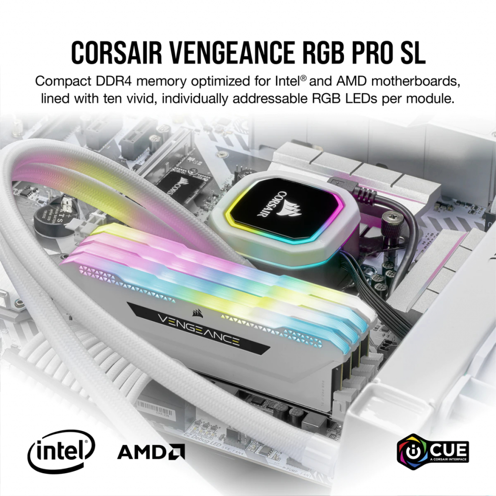 Модуль пам'яті для комп'ютера DDR4 32GB (2x16GB) 3600 MHz Vengeance RGB Pro SL White Corsair (CMH32GX4M2D3600C18W) зображення 8