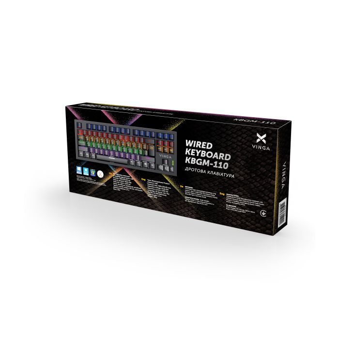 Клавиатура Vinga KBGM-110 87 key LED Blue Switch USB Black (KBGM-110 Black) изображение 5