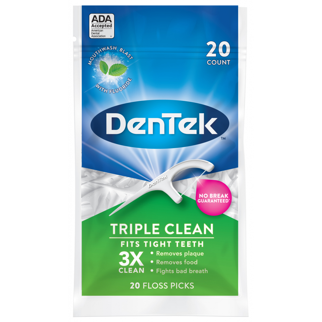 Флосс-зубочистки DenTek Тройное очищение 20 шт. (047701110805)