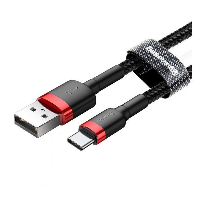 Дата кабель USB 2.0 AM to USB-C 2.0m 2A red-black Baseus (CATKLF-C91) изображение 4