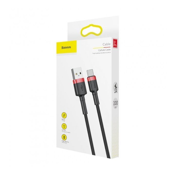 Дата кабель USB 2.0 AM to USB-C 2.0m 2A red-black Baseus (CATKLF-C91) изображение 5