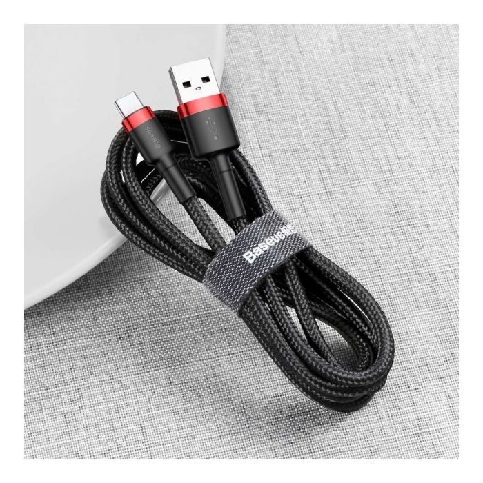 Дата кабель USB 2.0 AM to USB-C 2.0m 2A red-black Baseus (CATKLF-C91) изображение 6