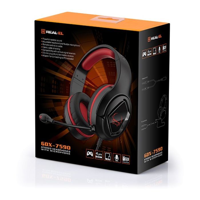 Наушники REAL-EL GDX-7590 Black-Red изображение 10