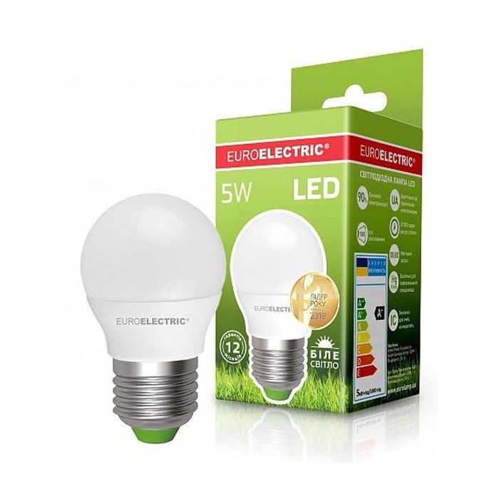 Лампочка EUROELECTRIC LED G45 5W E27 4000K 220V (LED-G45-05274(EE)) зображення 2