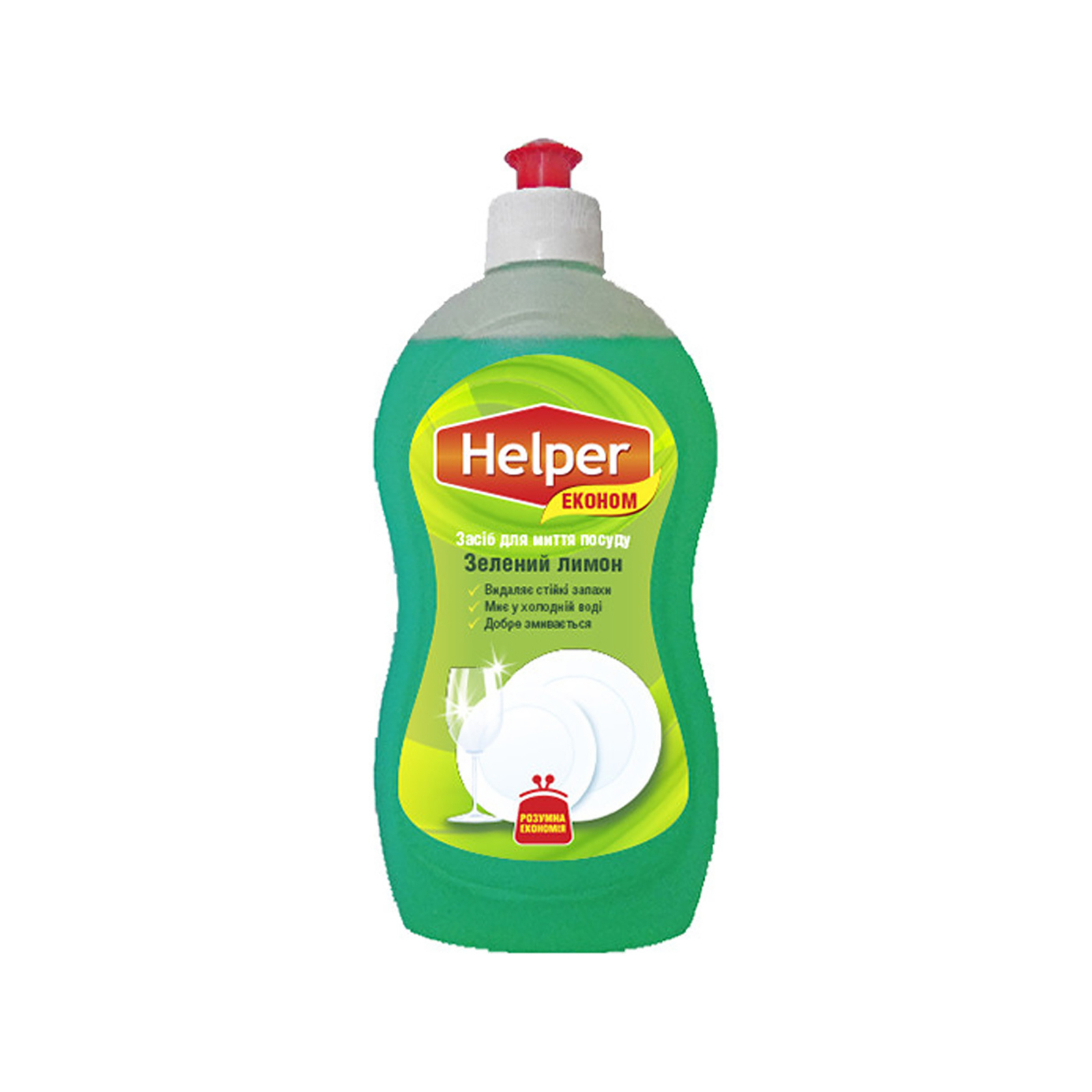 Средство для ручного мытья посуды Helper Зеленый лимон 495 мл (4823019010534)