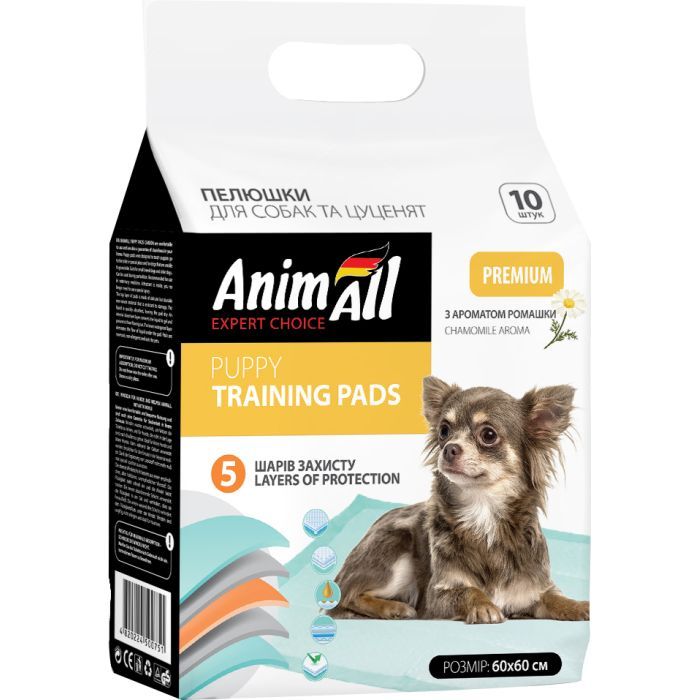 Пеленки для собак AnimAll 60х60 см с ароматом ромашки 10 шт (4820224500744)