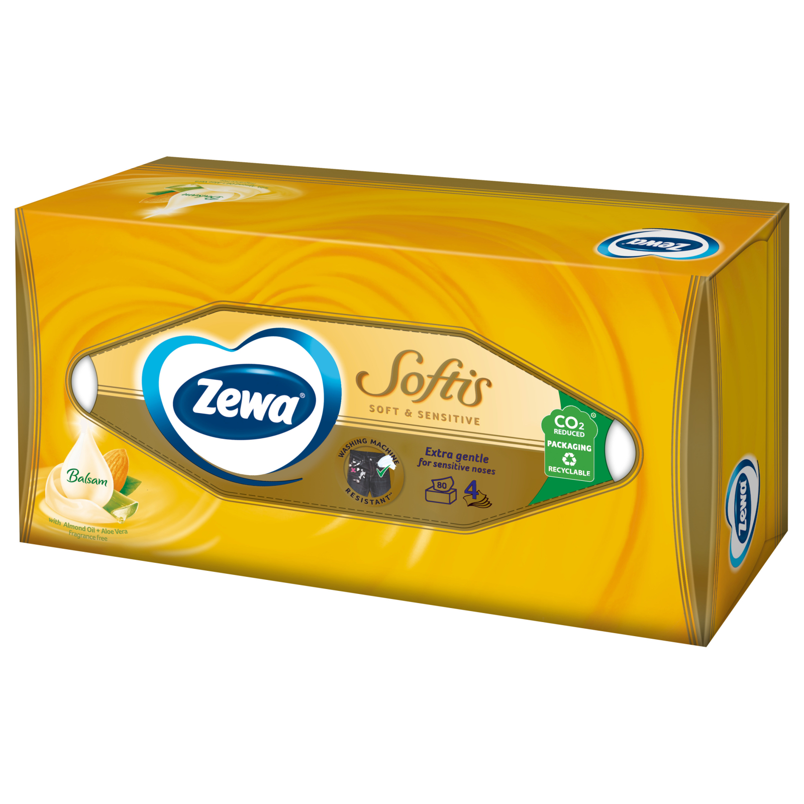 Серветки косметичні Zewa Softis Soft & Sensitive 80 шт. (7322540926279) зображення 2