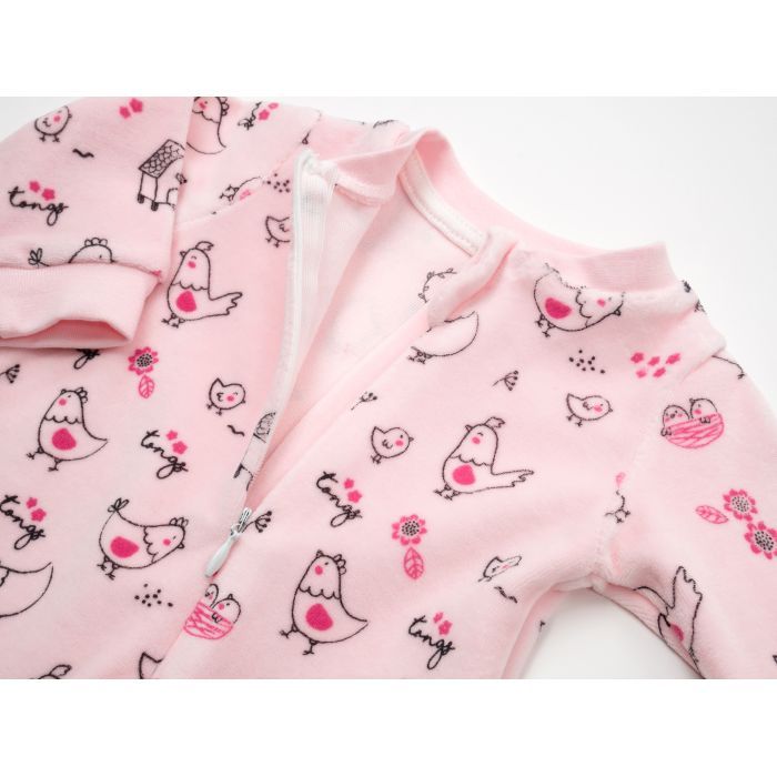 Человечек детский Tongs велюровий на молнии (3634-62G-pink) изображение 3