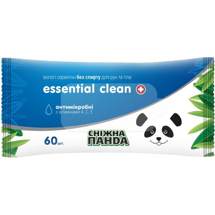 Влажные салфетки Сніжна Панда Essential Clean Витамины 60 шт. (4820183970527)