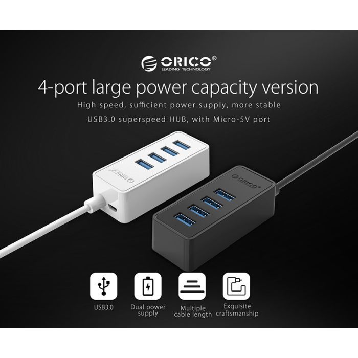 Концентратор Orico USB 3.0 4 ports (W5P-U3-100-BK-PR) (CA911264) зображення 4