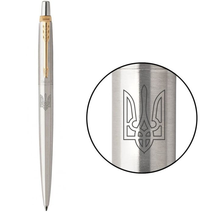 Ручка шариковая Parker JOTTER 17 UKRAINE SS GT BP Трезубец прозрачный (16032_T010b)