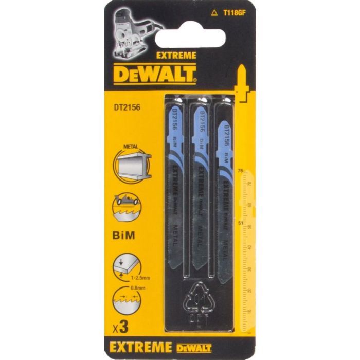 Полотно DeWALT для электролобзика, EXTREME по металлу,быстрый, L=76,WL=51,0.8 мм, 3шт (DT2156) изображение 2