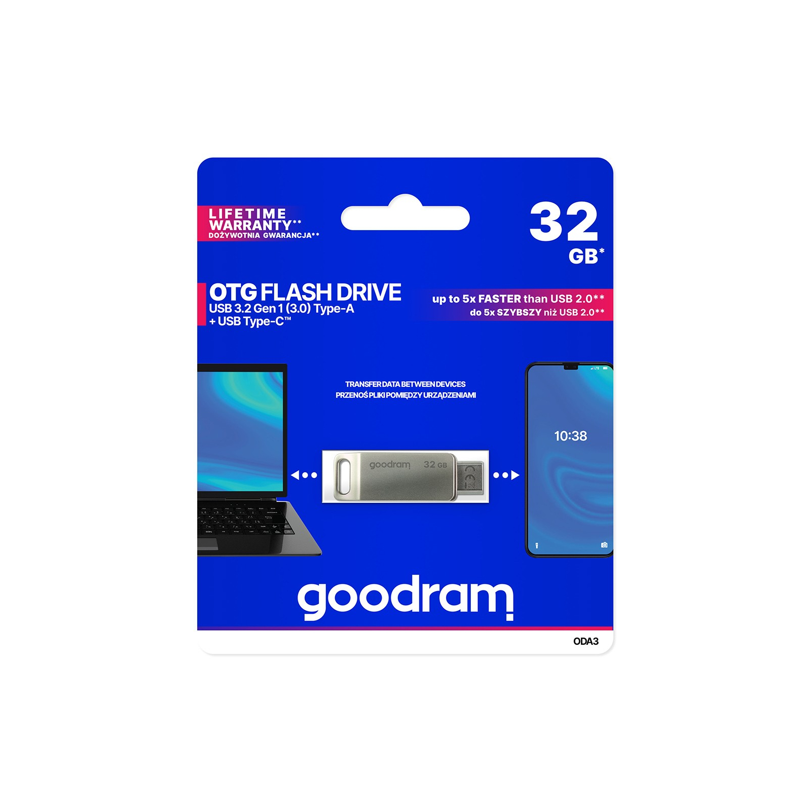 USB флеш накопитель Goodram 32GB ODA3 Silver USB 3.0 / Type-C (ODA3-0320S0R11) изображение 5
