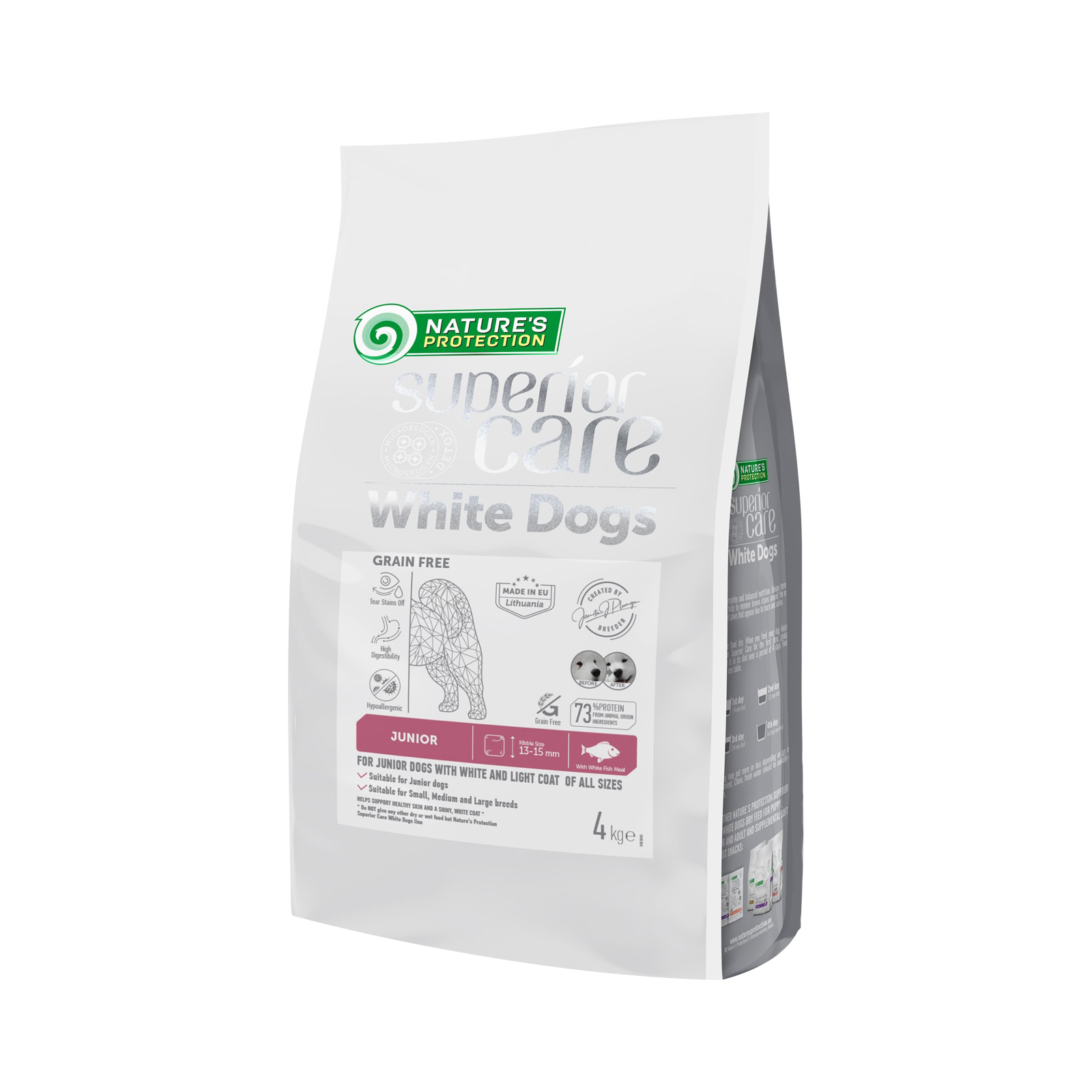 Сухой корм для собак Nature's Protection Superior Care White Dogs Grain Free White Fish Junior All Sizes 4 кг (NPSC47596)