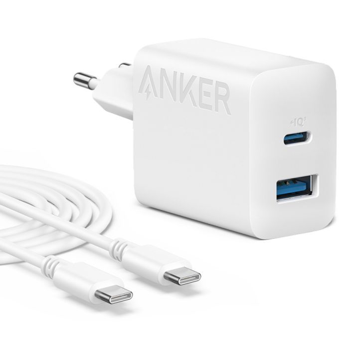 Зарядное устройство Anker PowerPort 312 - 20W USB-C USB-A + USB-C cable White (B2348G21)