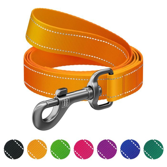 Поводок для собак WAUDOG Nylon Mono, светоотражающий L-XXL оранжевый (52194)