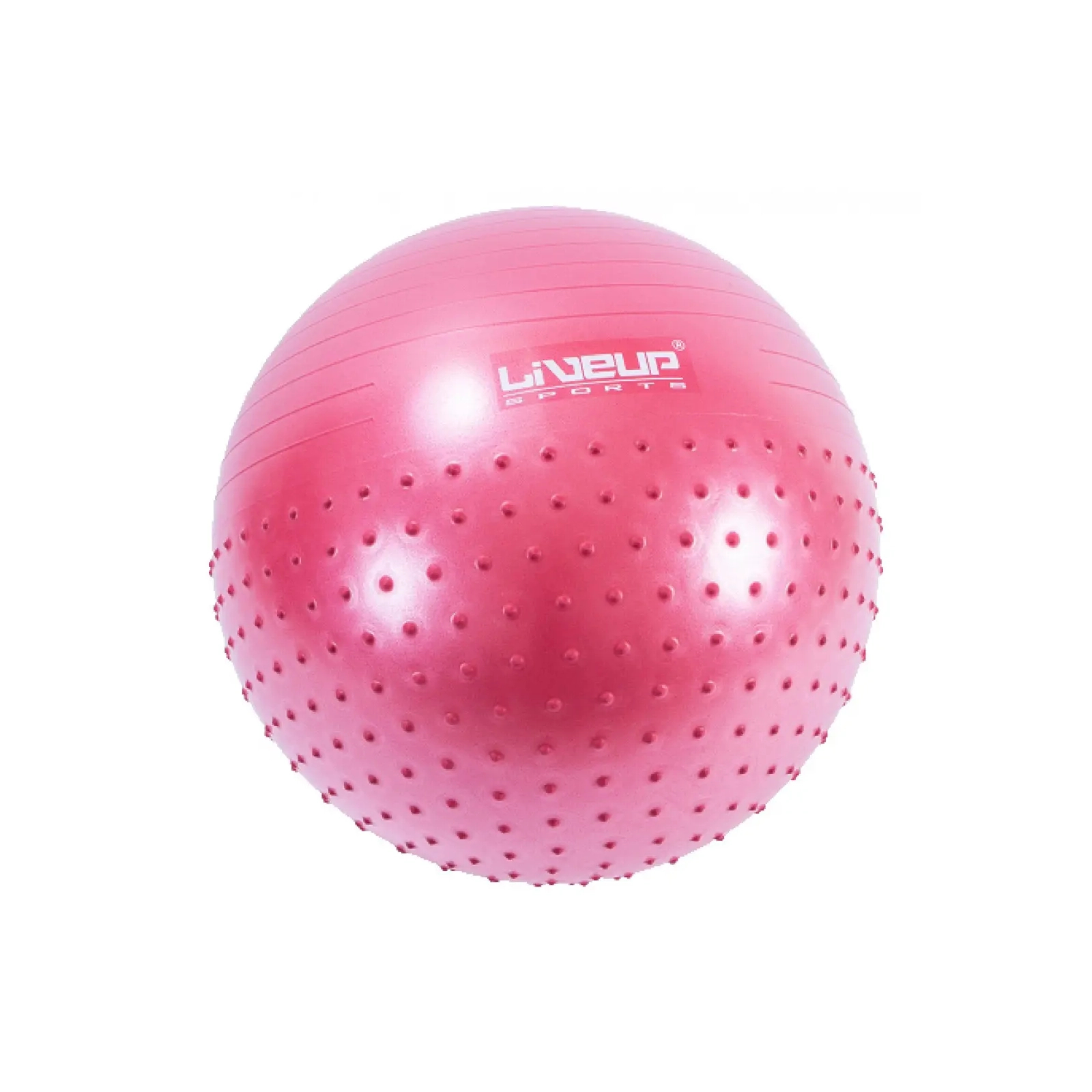 М'яч для фітнесу LiveUp Half Massage Ball LS3569 масажний з насосом червоний 65см/100 (6951376104233)