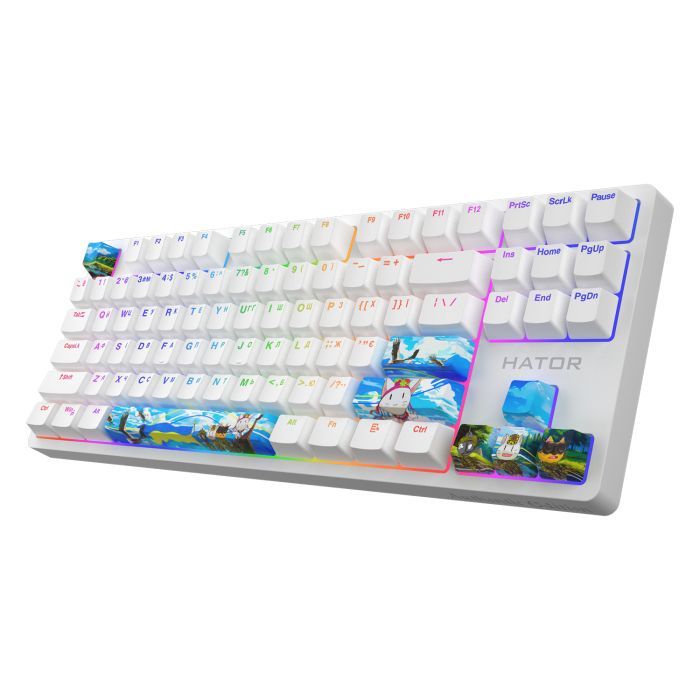 Клавиатура Hator Rockfall 2 Mecha TKL Authentic Edition Aurum Milky Way Silent USB Fighting Cats (HTK-532) изображение 3