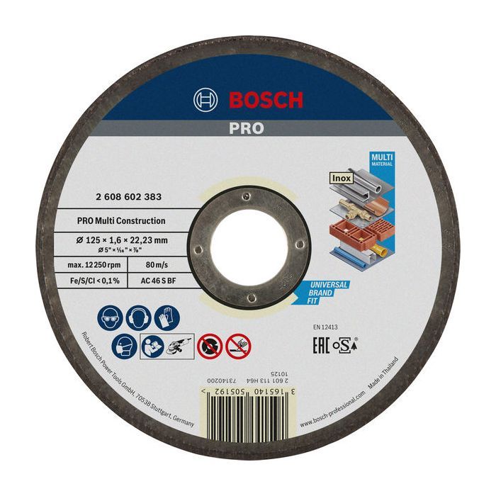 Круг відрізний Bosch Multi Construction прямий 125х1.6мм (2.608.602.383)