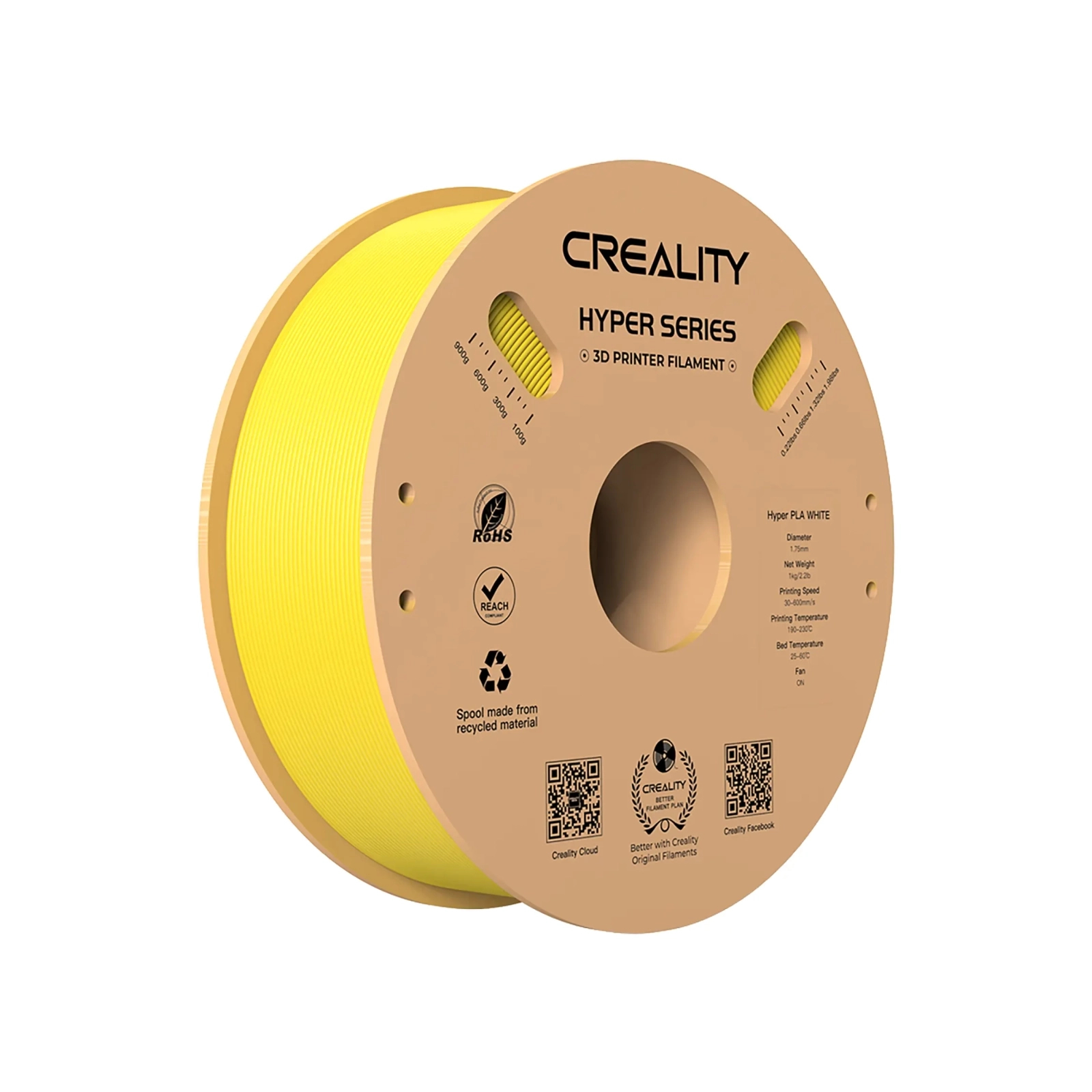 Пластик для 3D-принтера Creality PLA Hyper 1кг, 1.75мм, yellow (3301010379)