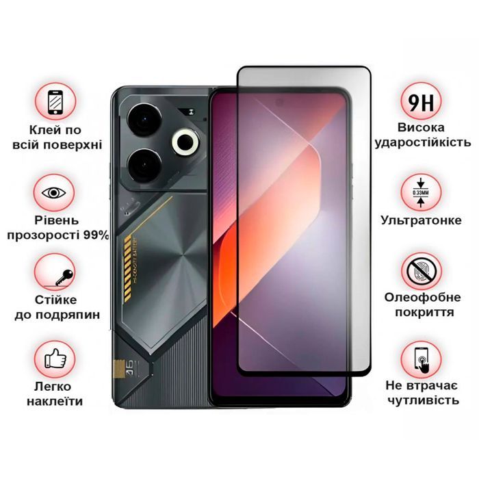 Стекло защитное BeCover Tecno POVA 6 (LI7) Black (711580) изображение 3