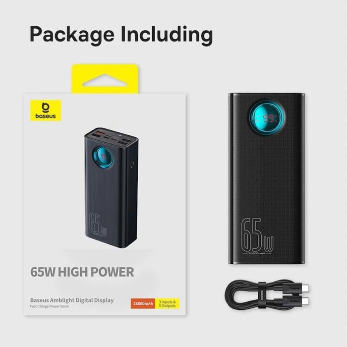 Батарея універсальна Baseus Amblight 26800mAh 65W OE, black (P10022402113-00) зображення 8