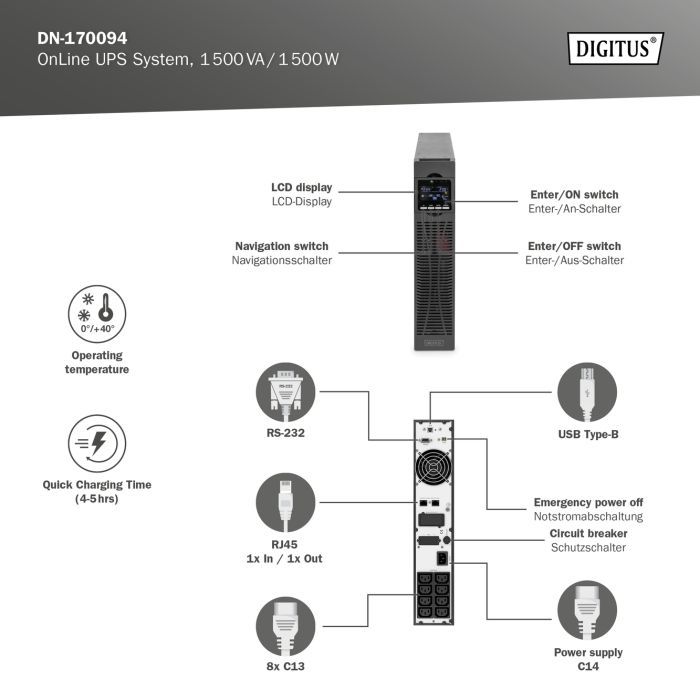 Пристрій безперебійного живлення Digitus 1500VA DN-170094 (DN-170094) зображення 9
