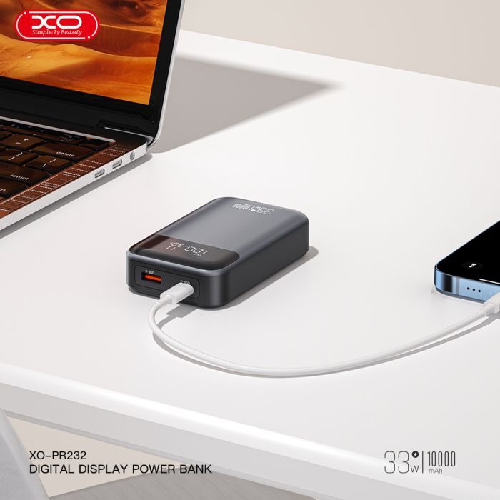Батарея универсальная XO 10000mAh, PD/30W, QC/22.5W, PPS/33W, black (PR232_Black) изображение 4