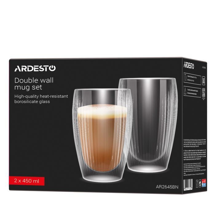 Набор стаканов Ardesto 450мл, 2шт, боросилікатне скло, прозорий (AR2645BN) изображение 6