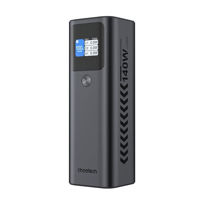 Батарея універсальна Choetech 27000mAh, PD/140W in/out, 2*USB-C/PD5.0, QC3.0/22W, TFT Display (B670-CCGY)