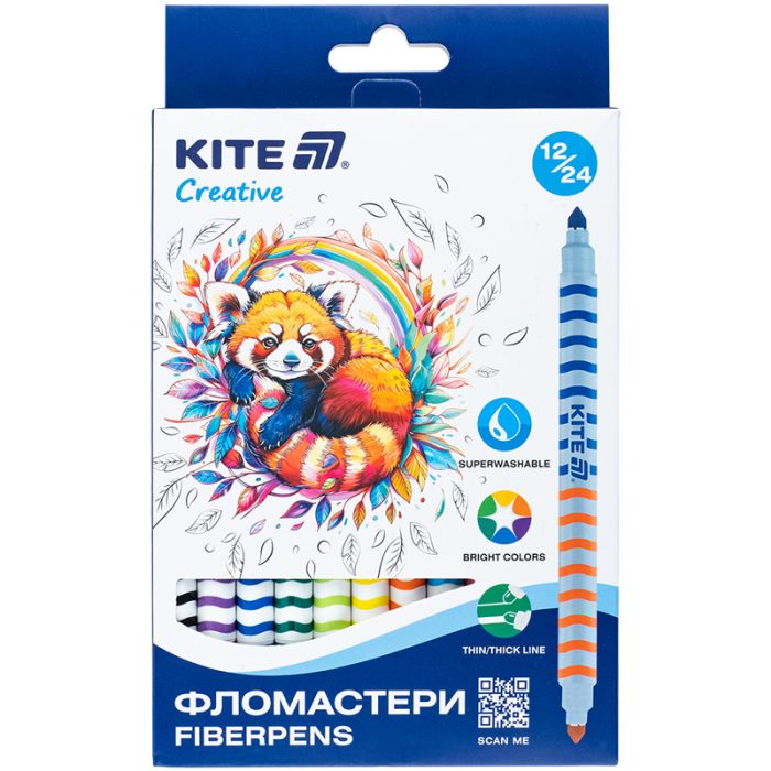 Фломастеры Kite Creative двусторонние 12 цветов (K-1151)