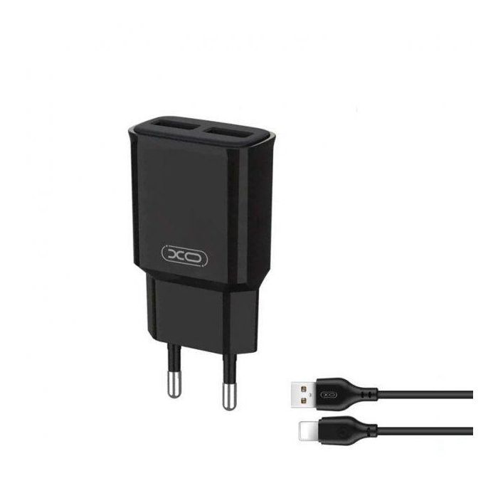 Зарядное устройство XO L92C (2USB/2.4A) + USB - Lightning Чорний (XO-L92C-L) изображение 5