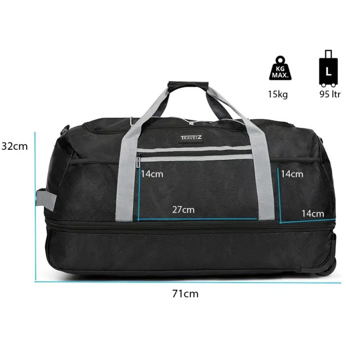 Сумка дорожная TravelZ Wheelbag Doubleloader foldable black 80(95)L (603096) (931069) изображение 5