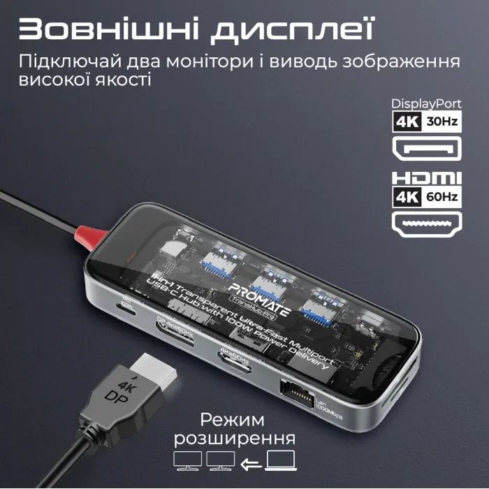 Концентратор Promate USB Hub 11 ports transhub-pro (transhub-pro) изображение 5