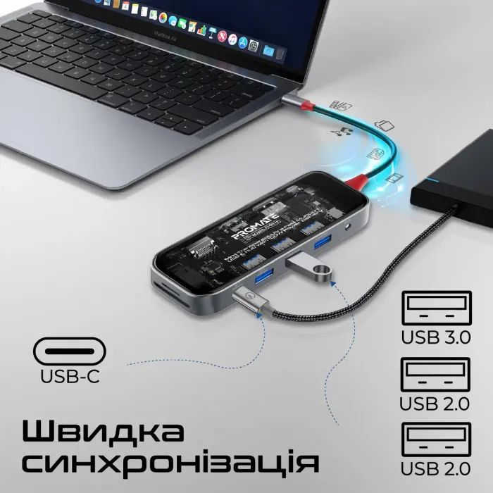 Концентратор Promate USB Hub 11 ports transhub-pro (transhub-pro) изображение 6