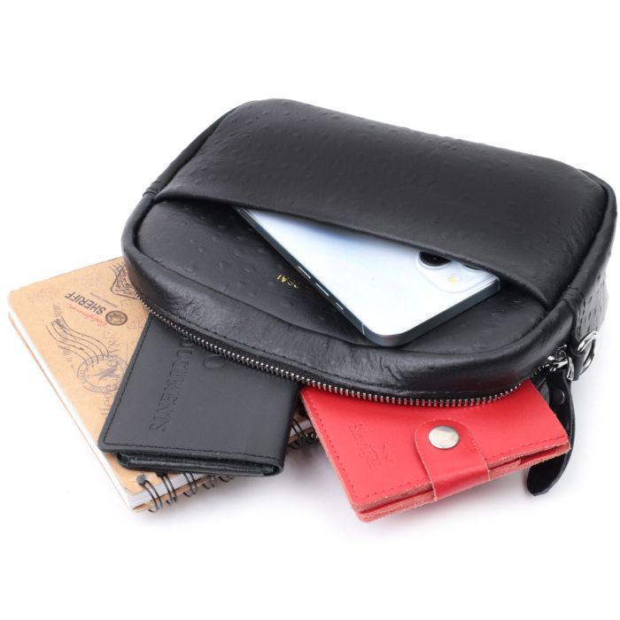 Сумка Vintage Из натуральной кожи Черная (22659) изображение 10