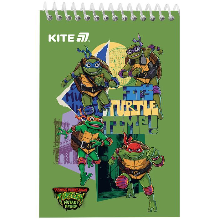 Блокнот Kite на спирали Ninja Turtles А6, 48 листов, нелинованный (NT25-196)